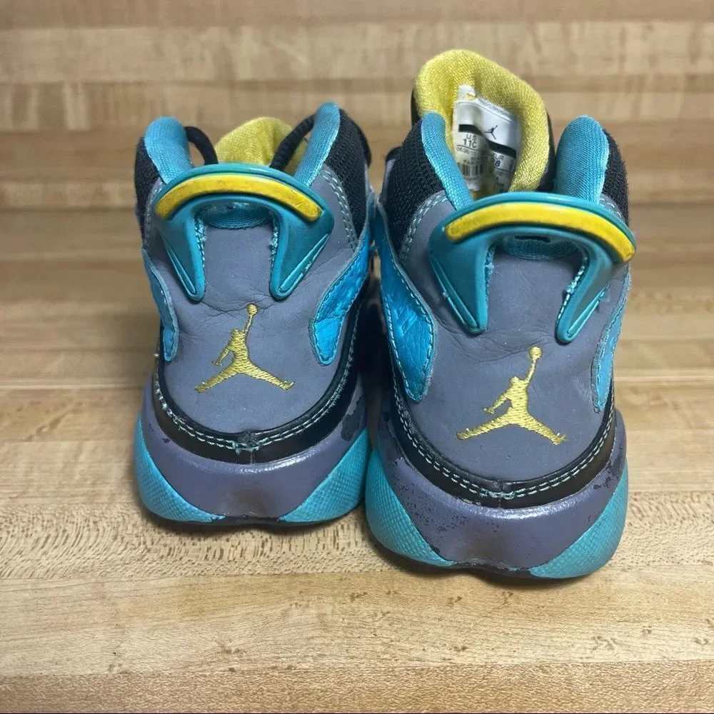 Nike Air Jordan 6 Rings Youth Size 11C Black/Gamma Blue Sneakers (323432-089)